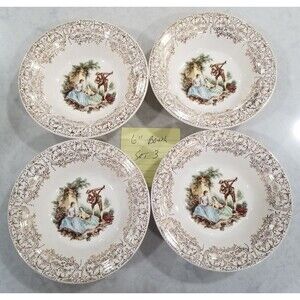 American Limoges 6" cereal Bowls – Triumph China d’Or – 22K Gold – Set of 4 vtg
